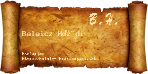 Balaicz Hédi névjegykártya